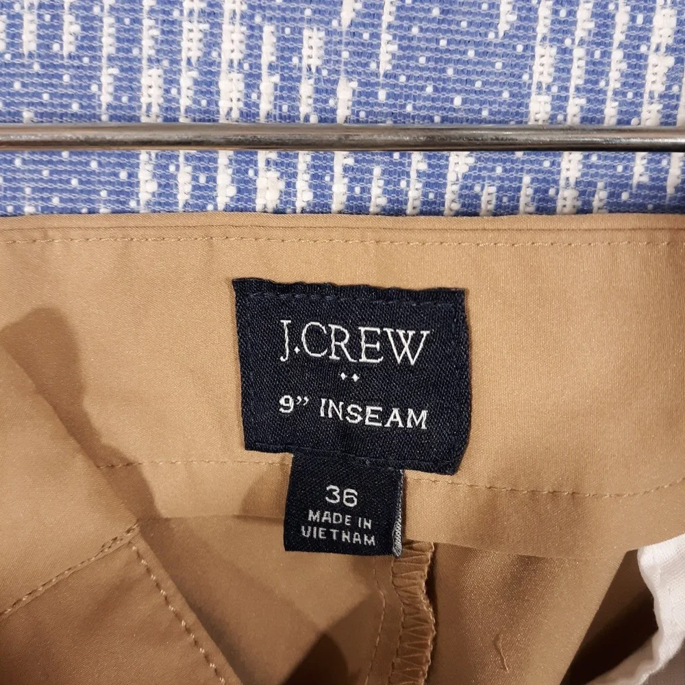 J.CREW Shorts Mens 36 x 9 Chino Flat Front Tan Lightweight